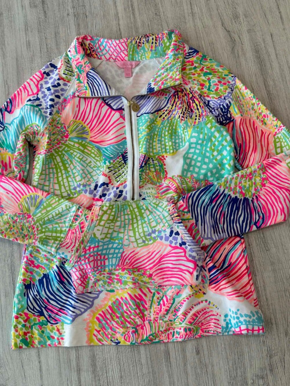 Lilly Pulitzer Skipper Popover Half Zip Pullover Roar of the Seas Print Sz Small